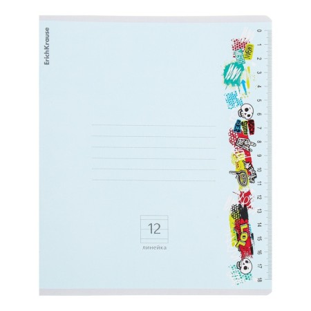Notebook of 12 sheets in the Erichkrause "Ruler Hobby" line, cover coated cardboard, offset block, mix-3