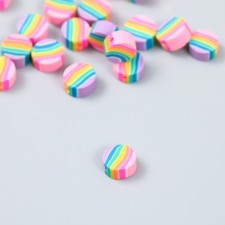 Бусины для творчества PVC "Кружочки радуга" набор 20 шт 0,5х1х1 см