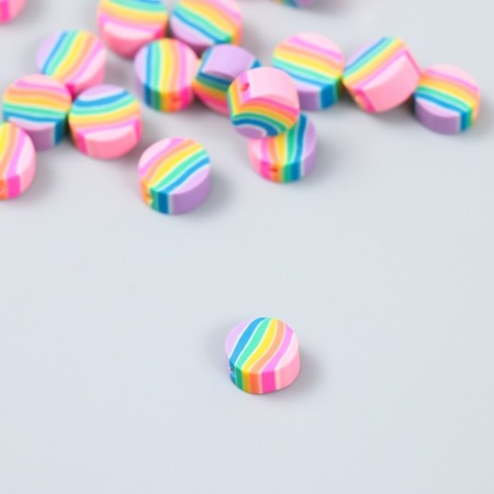 Beads for the creativity of PVC "Rainbow circles" set 20 pcs 0.5x1x1 cm