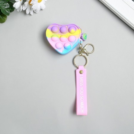 Browler wallet with carbine Silicon "Bubbles Antistress" heart mix 7.3x3x6.5 cm