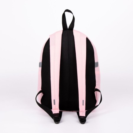 School backpack from textiles on lightning, textura, 1 pocket, pink color-2