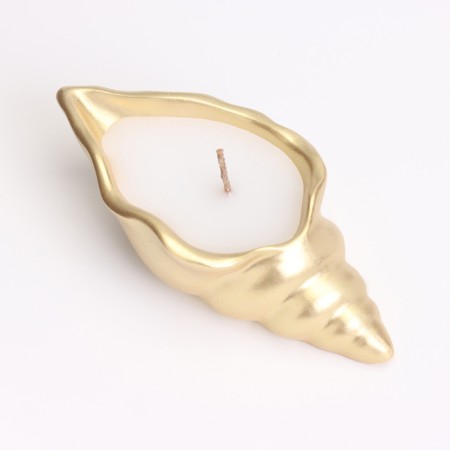 Candle "shell" in a candlestick of gypsum is small, 11.5x5.5x3.5 cm, gold-3