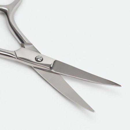 Scissors are manicure, for cuticles, bent, narrow, 9.5 cm, silver color-1
