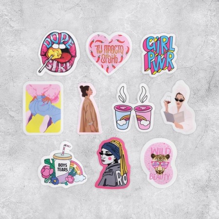 Набор стикеров Girl power, 7 х 6 см, 10 шт