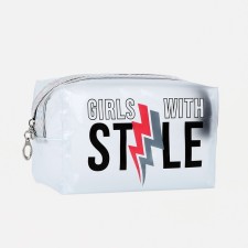 Cosmetic bag with zipper, matte color/multi -colored