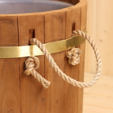Zaparik 13 liter with a plastic insert, rope handles, brass hoop of thermo linden-4