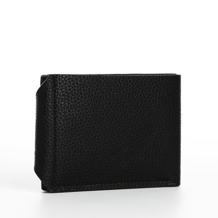 Male purse on a magnet, department for bills, cards, coins, black color-1