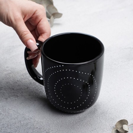 Ceramic "Ornament" mug, 450 ml, black color-1