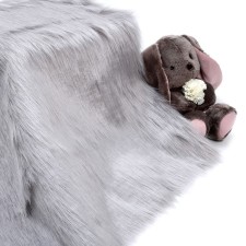Localty for needlework, 50 × 50 cm, long-cooral fur on a knitted basis, light gray color