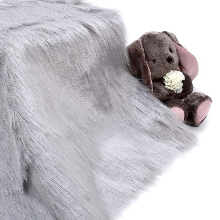 Localty for needlework, 50 × 50 cm, long-cooral fur on a knitted basis, light gray color