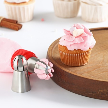 Confectionery nozzle “Spheres. Profiles with a drop and star”, D = 3 cm, 2,3 cm output, stainless steel