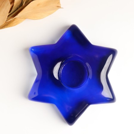 Crystal flower candlestick 3x15cm, 20 ml cobalt-2