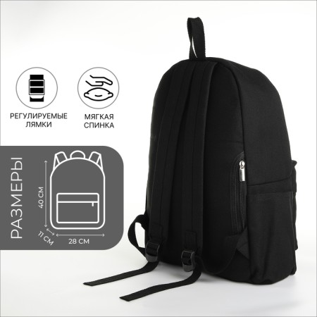 Young backpack from textiles on lightning, 4 pockets, black color-1