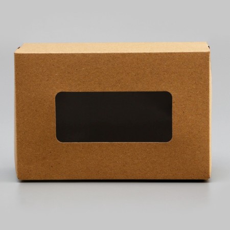The box is folding, with a window, craft, 15 x 10 x 7 cm