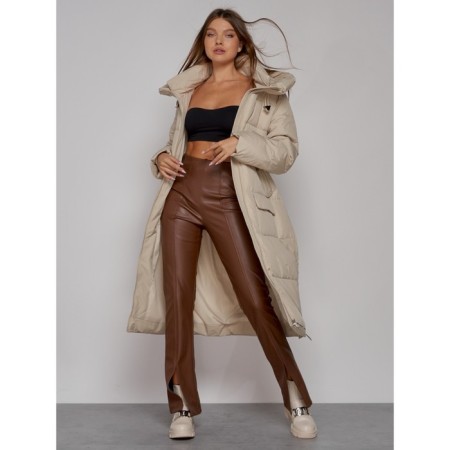 Coat insulated winter female, size 50, beige color-3