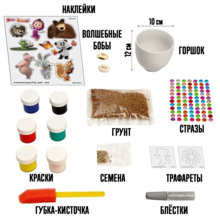 Set for creativity and experiments “Miracle-garden, grow grass” Masha and the bear, the germin-1