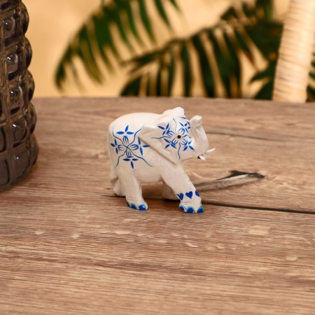Souvenir "Elephant - Flower painting" Wood 8 cm-2