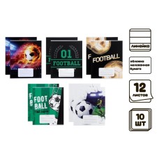 A set of notebooks of 10 pieces, 12 sheets in the Calligrata Football line, cover coated cardboard, VD-clip, offset block, 5 types of 2 pieces