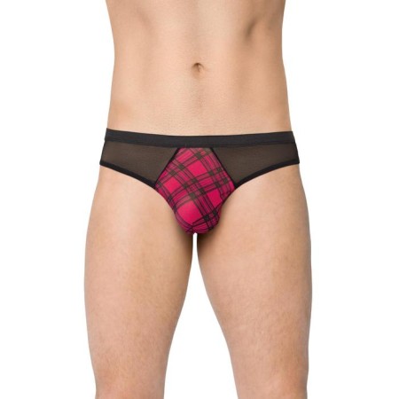 Men's panties Softline collection, with a checkered insert, size m/l, black color is black