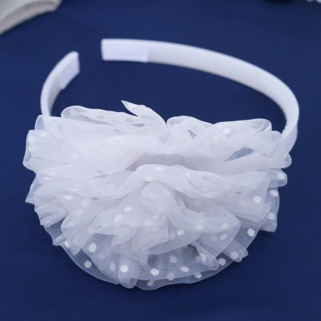 Hair cap "Schoolgirl" cloud peas, d 10 cm, white-2