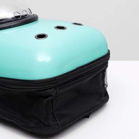 A backpack for carrying animals with a viewing window, 32 x 25 x 42 cm, mint-8