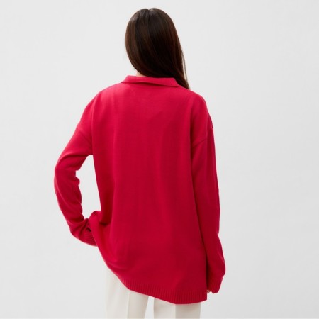 Jumper Women's Mist with a Polo collar pink, p. M (44-46)-5