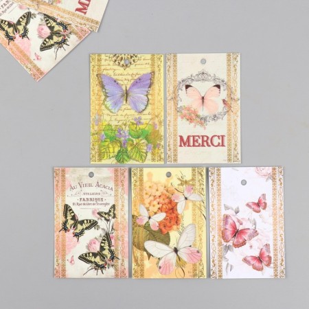 Cardboard "Butterflies" set 10 pcs (5 types) 4x6 cm
