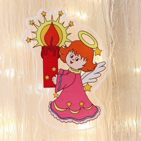 Glass sticker "Angel with a candle" 9x14 cm