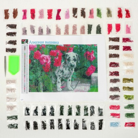Diamond mosaic with full filling on the canvas "Dalmatian", 22 x 32 cm-2