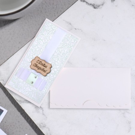 Money envelope "Happy wedding!" pattern, white bow, 19x9 cm