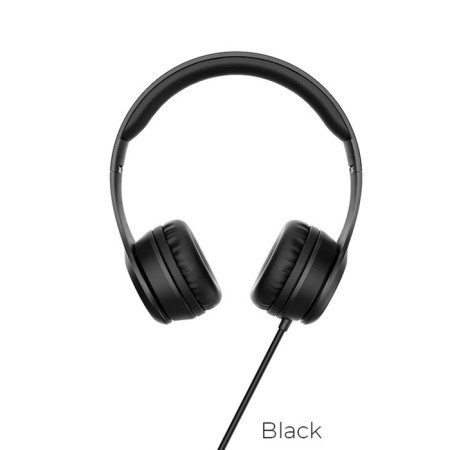Hoco W21 headphones, wired, invoices, with a microphone, jack 3.5 mm, 1.2 m, black-1