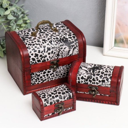 Casket Start "Skikh Leopard" set 3 pcs 15x19.5x15 cm, 8.5x14x9 cm, 6x10x7 cm