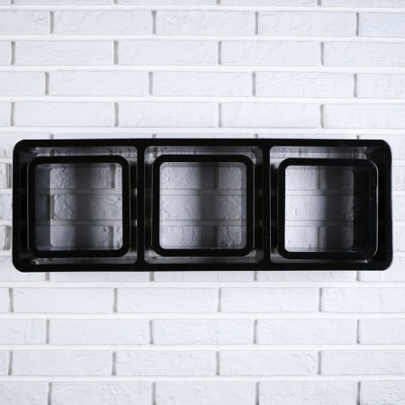 Set of wall shelves 1+3, black (large 75*26cm, 3 small 20*20cm)-2