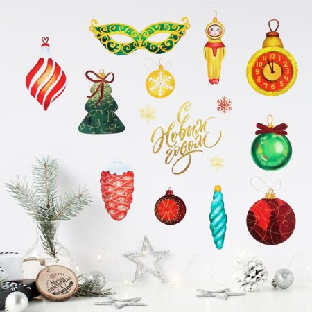 Interior sticker "New Year's toys", 21 x 29.7 cm, New Year-2
