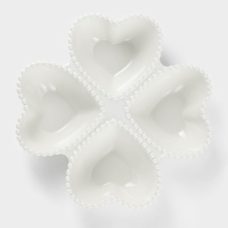 Menzhitsa ceramic 4 cells "Heart", 25 × 4.5 cm, white color-1