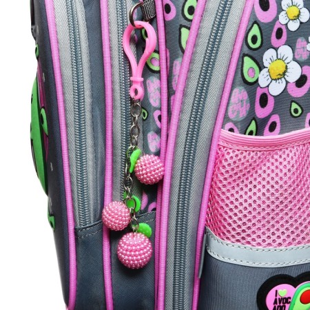 School backpack 40 x 33 x 15 cm, ergonomic back, Across 410, gray/pink ACR23-410-1-11