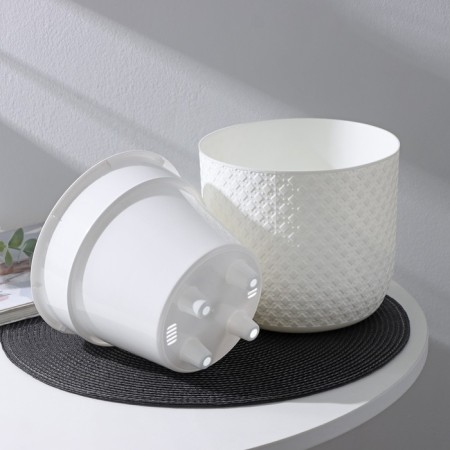 Kashpo with an insert “clover”, 3.2 l, d = 17.5 cm, h = 16 cm, white color-2