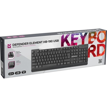 Keyboard Defender Element HB-190, wired, membrane, 104 keys, USB, black-1