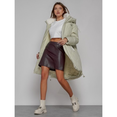Coat insulated winter female, size 50, color light green-12