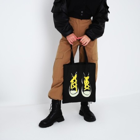 Shoper "Sneakers", 35 x 0.5 x 40 cm, with a ribbon, black color-5