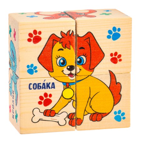 Wooden cubes "Pets", set of 4 pcs.-6