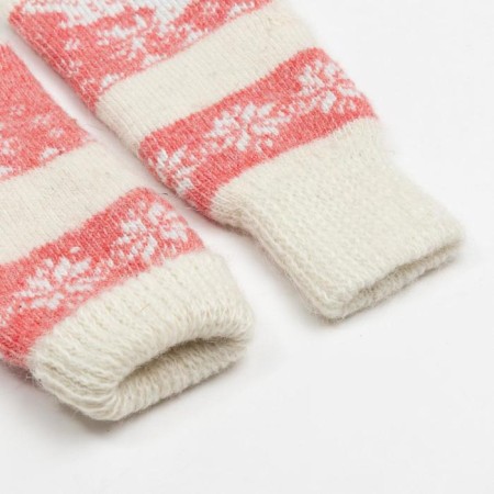 Women's mittens, white/red color, size 20-22-2