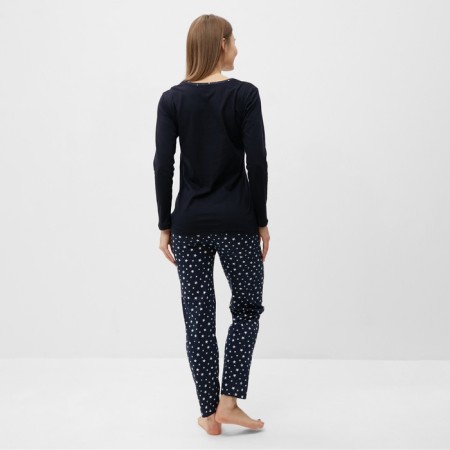 Homemade female set (jumper and trousers), dark blue color, size 52-3
