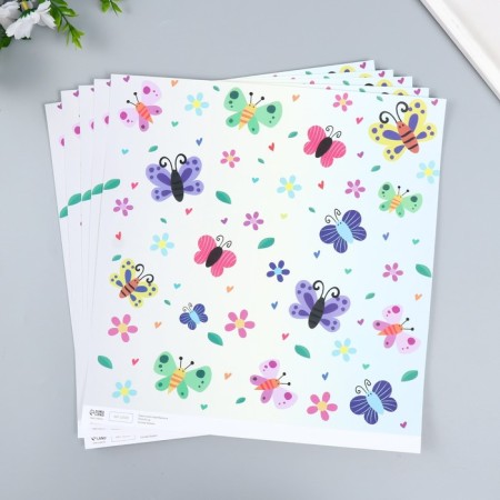 Бумага для скрапбукинга "Сад бабочек" плотность 180 гр 30,5х32 см-1