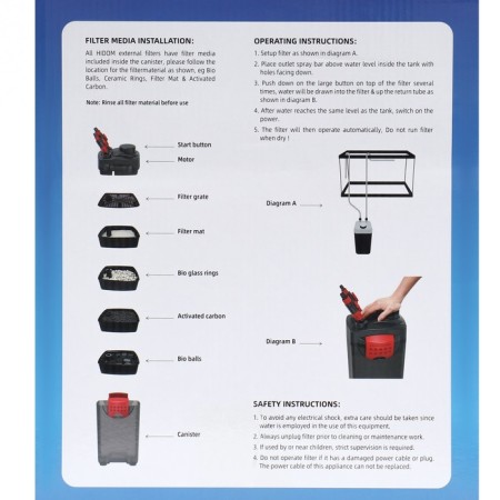 External filter Hidom Ex-1200, 1200 l/h, 25 watts, with a set of fillers and accessories-7
