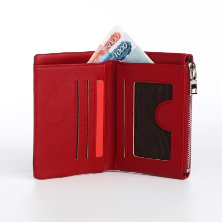 Women's wallet on a magnet, burgundy color-5