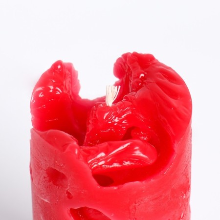 Candle-cylinder "openwork", 6x15 cm, red-2