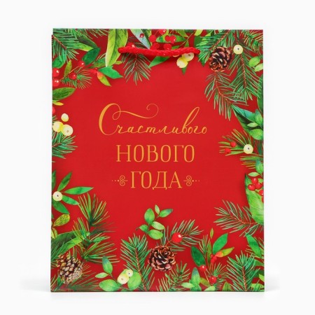 Gift Package "Happy New Year", on Red, 18 x 22.3 x 10 cm-1