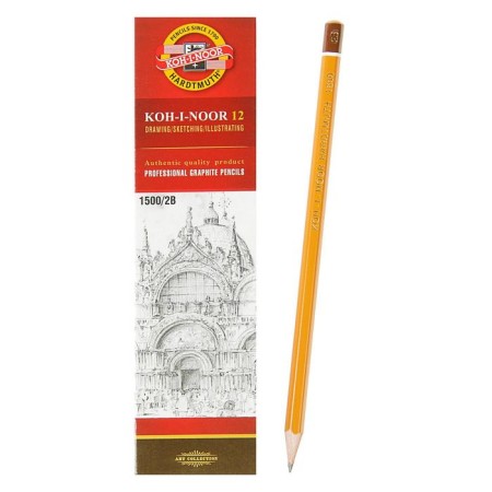 Chernographic pencil 2.0 mm, KOH-I-NOOR 1500 2B, professional, l = 175 mm