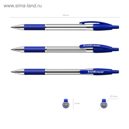 Handle Automatic Erich Krause R-301 Classic Matic & Grip, blue rod, 1.0 mm-5